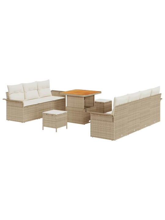 Dārza dīvānu komplekts 10 pcs bēšs un krēms 80 x 80 x 71 cm