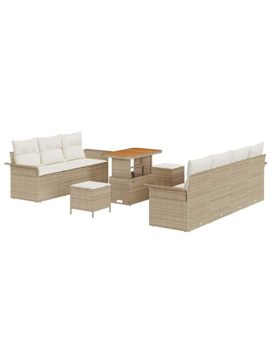 Dārza dīvānu komplekts 10 pcs bēšs un krēms 90 x 55 x 71 cm