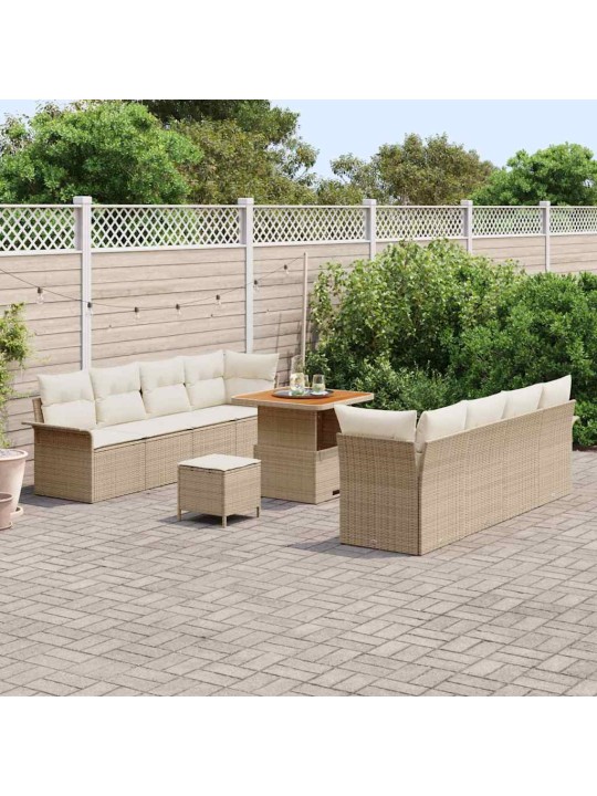 Dārza dīvānu komplekts 11 pcs bēšs un krēms 80 x 80 x 71 cm
