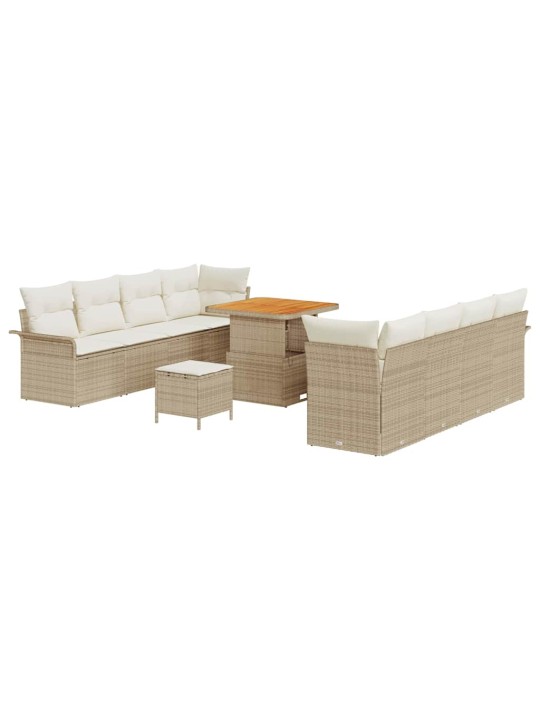 Dārza dīvānu komplekts 11 pcs bēšs un krēms 80 x 80 x 71 cm