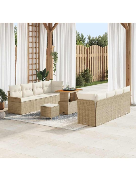 Dārza dīvānu komplekts 11 pcs bēšs un krēms 90 x 55 x 71 cm