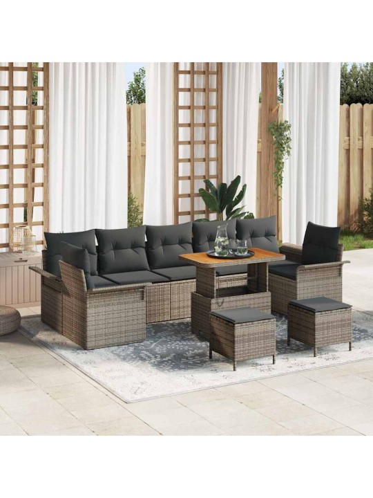 Dārza dīvānu komplekts 10 pcs pelēka 90 x 55 x 71 cm