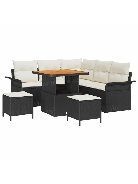 Dārza dīvānu komplekts 8 pcs melns un krēmkrāsa 80 x 80 x 71 cm