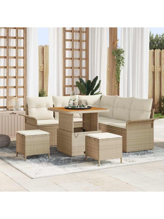 Dārza dīvānu komplekts 8 pcs bēšs un krēms 80 x 80 x 71 cm