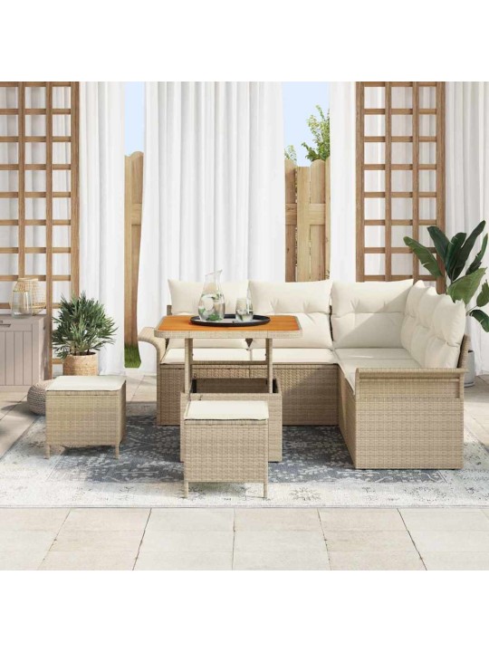 Dārza dīvānu komplekts 8 pcs bēšs un krēms 80 x 80 x 71 cm