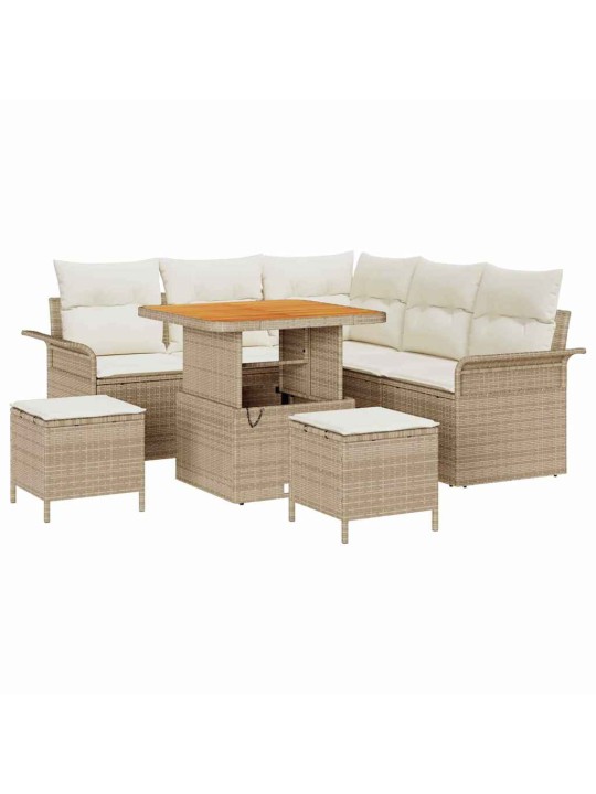 Dārza dīvānu komplekts 8 pcs bēšs un krēms 80 x 80 x 71 cm