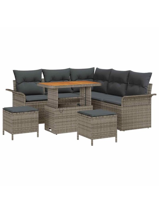 Dārza dīvānu komplekts ar spilvenu 8 pcs pelēka 90 x 55 x 71 cm