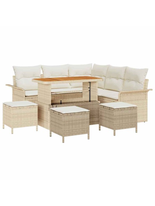 Dārza dīvānu komplekts 9 pcs bēšs un krēms 110 x 55 x 71 cm