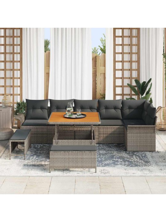 Dārza dīvānu komplekts 9 pcs pelēka 100 x 100 x 71 cm