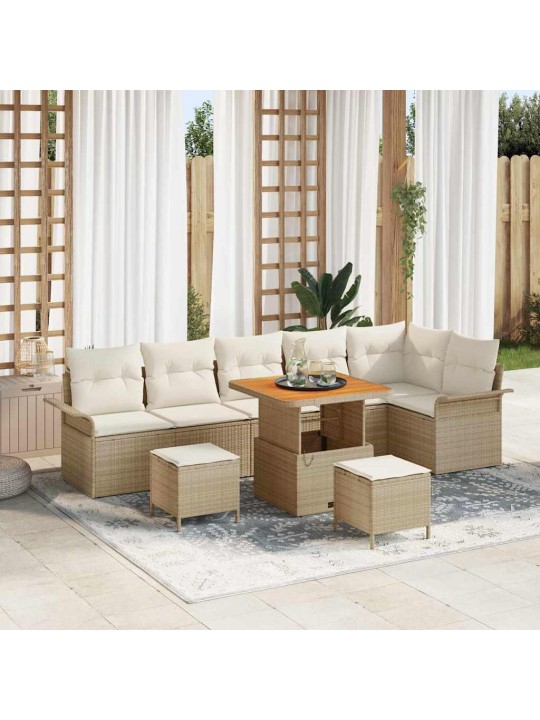 Dārza dīvānu komplekts 9 pcs bēšs un krēms 80 x 80 x 71 cm