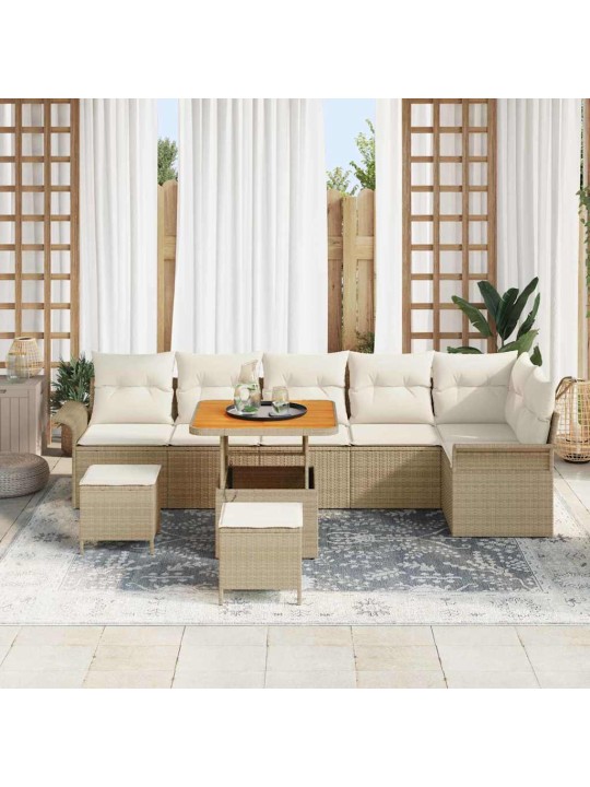 Dārza dīvānu komplekts 9 pcs bēšs un krēms 80 x 80 x 71 cm