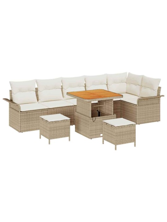 Dārza dīvānu komplekts 9 pcs bēšs un krēms 80 x 80 x 71 cm