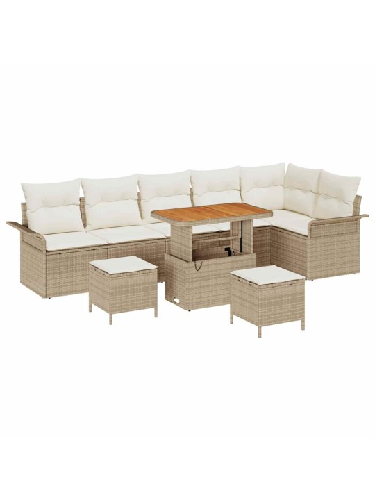 Dārza dīvānu komplekts 9 pcs bēšs un krēms 90 x 55 x 71 cm