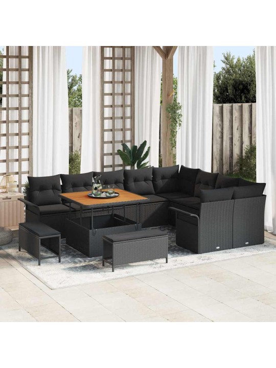 Dārza dīvānu komplekts 12 pcs melna 100 x 100 x 71 cm