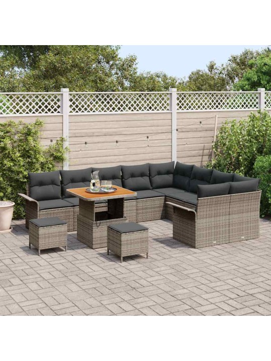 Dārza dīvānu komplekts 12 pcs pelēka 80 x 80 x 71 cm