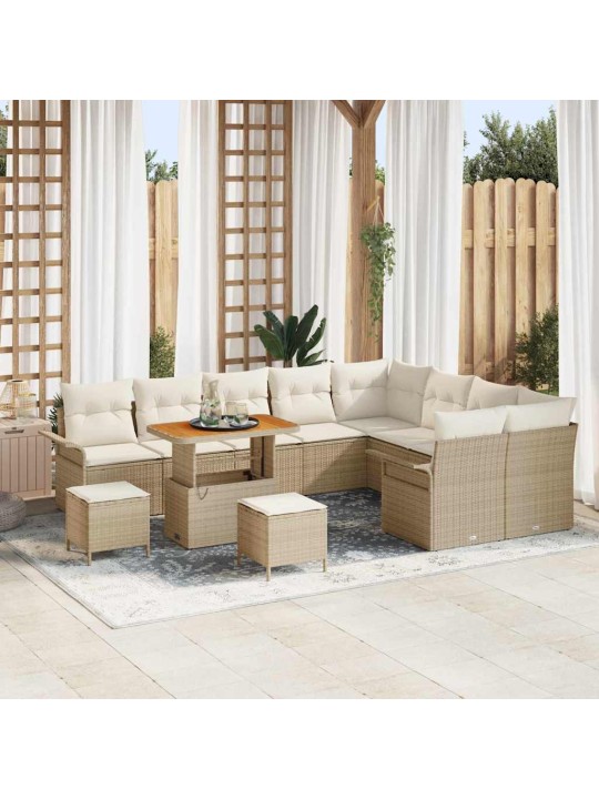 Dārza dīvānu komplekts 12 pcs bēšs un krēms 90 x 55 x 71 cm