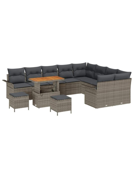 Dārza dīvānu komplekts 12 pcs pelēka 90 x 55 x 71 cm