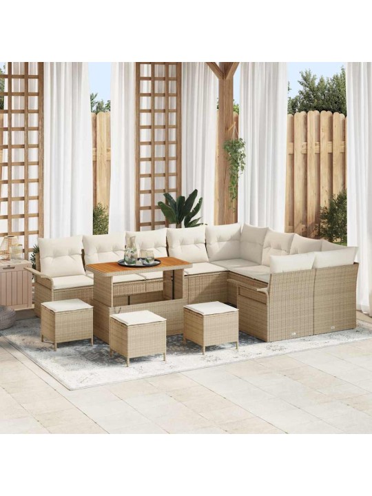 Dārza dīvānu komplekts 13 pcs bēšs un krēms 110 x 55 x 71 cm