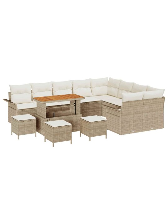 Dārza dīvānu komplekts 13 pcs bēšs un krēms 110 x 55 x 71 cm
