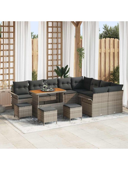 Dārza dīvānu komplekts 13 pcs pelēka 110 x 55 x 71 cm
