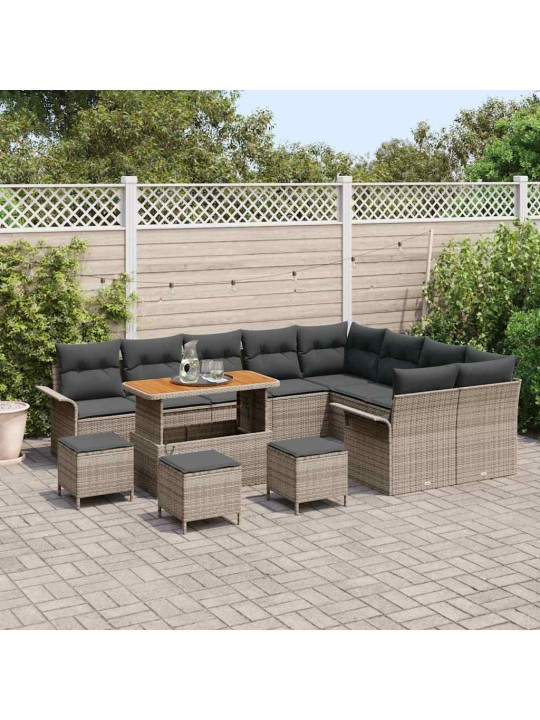 Dārza dīvānu komplekts 13 pcs pelēka 110 x 55 x 71 cm