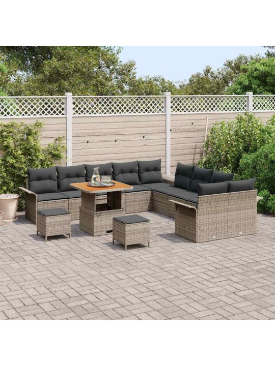 Dārza dīvānu komplekts 13 pcs pelēka 80 x 80 x 71 cm