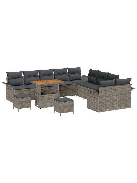 Dārza dīvānu komplekts 13 pcs pelēka 90 x 55 x 71 cm