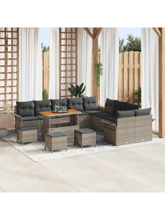 Dārza dīvānu komplekts 14 pcs pelēka 110 x 55 x 71 cm