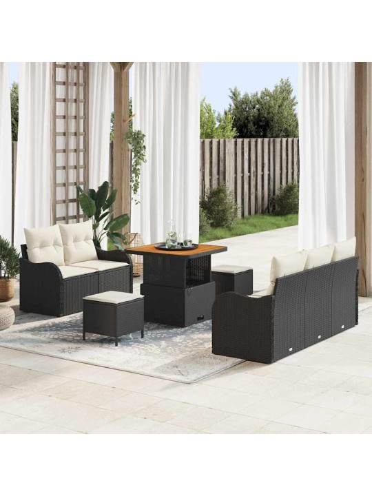 Dārza dīvānu komplekts 8 pcs melns un krēmkrāsa 80 x 80 x 71 cm
