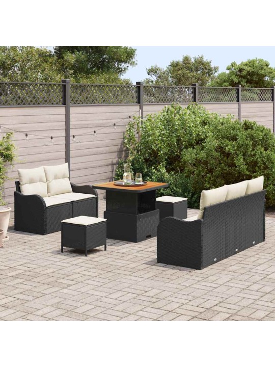 Dārza dīvānu komplekts 8 pcs melns un krēmkrāsa 80 x 80 x 71 cm