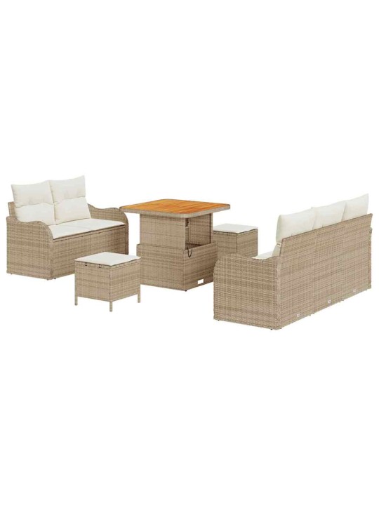 Dārza dīvānu komplekts 8 pcs bēšs un krēms 80 x 80 x 71 cm