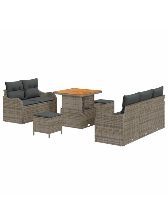 Dārza dīvānu komplekts ar spilvenu 8 pcs pelēka 80 x 80 x 71 cm