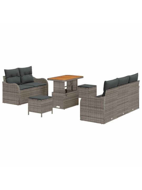Dārza dīvānu komplekts ar spilvenu 8 pcs pelēka 90 x 55 x 71 cm