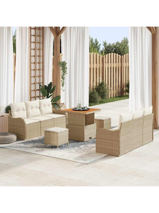 Dārza dīvānu komplekts 9 pcs bēšs un krēms 80 x 80 x 71 cm