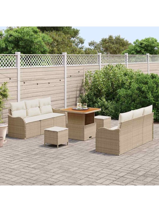 Dārza dīvānu komplekts 9 pcs bēšs un krēms 80 x 80 x 71 cm