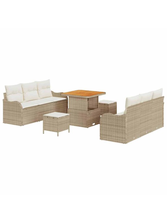Dārza dīvānu komplekts 9 pcs bēšs un krēms 80 x 80 x 71 cm