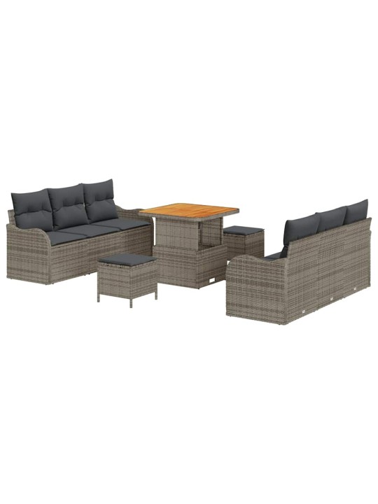 Dārza dīvānu komplekts ar spilvenu 9 pcs pelēka 80 x 80 x 71 cm