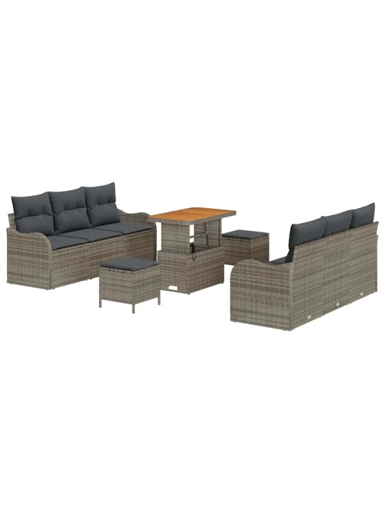 Dārza dīvānu komplekts ar spilvenu 9 pcs pelēka 90 x 55 x 71 cm