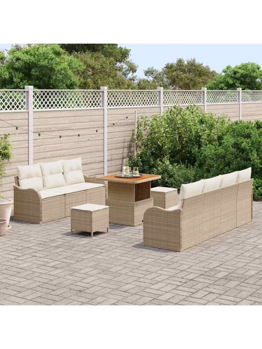 Dārza dīvānu komplekts 10 pcs bēšs un krēms 80 x 80 x 71 cm