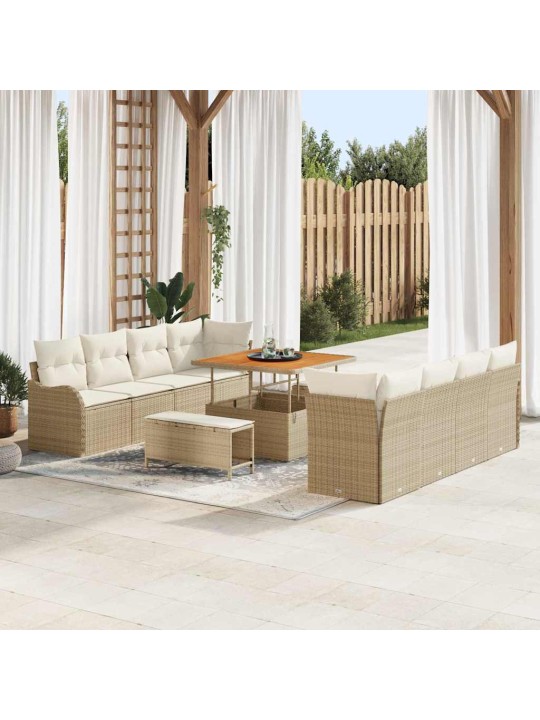 Dārza dīvānu komplekts 11 pcs bēšs un krēms 100 x 100 x 71 cm