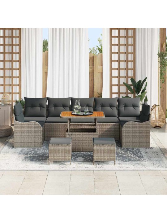 Dārza dīvānu komplekts 10 pcs pelēka 90 x 55 x 71 cm
