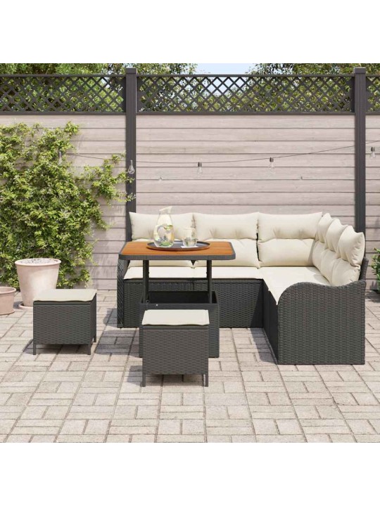 Dārza dīvānu komplekts 8 pcs melns un krēmkrāsa 80 x 80 x 71 cm