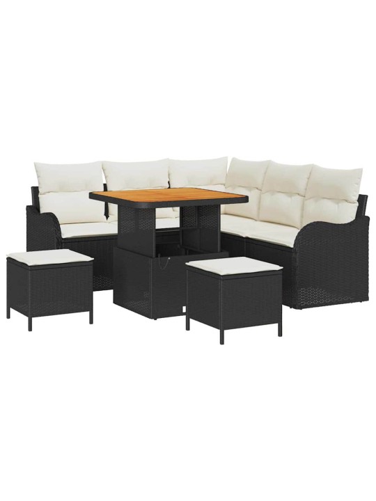 Dārza dīvānu komplekts 8 pcs melns un krēmkrāsa 80 x 80 x 71 cm
