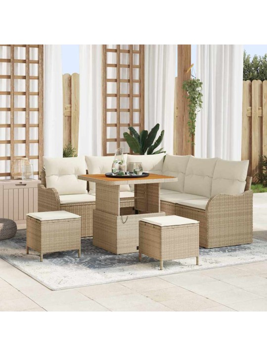 Dārza dīvānu komplekts 8 pcs bēšs un krēms 80 x 80 x 71 cm