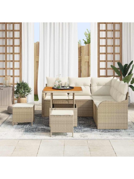Dārza dīvānu komplekts 8 pcs bēšs un krēms 80 x 80 x 71 cm