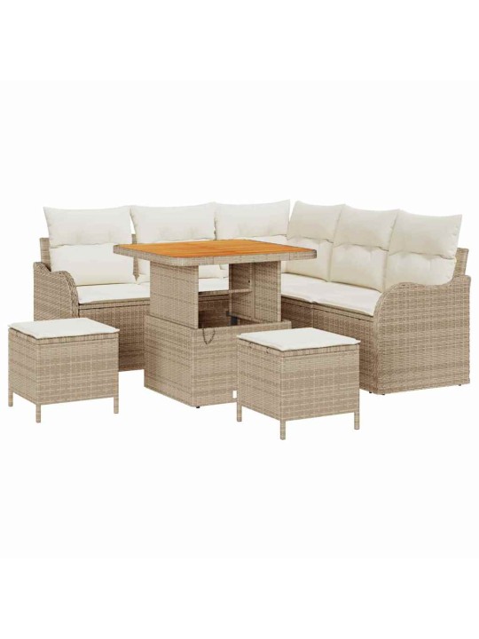 Dārza dīvānu komplekts 8 pcs bēšs un krēms 80 x 80 x 71 cm