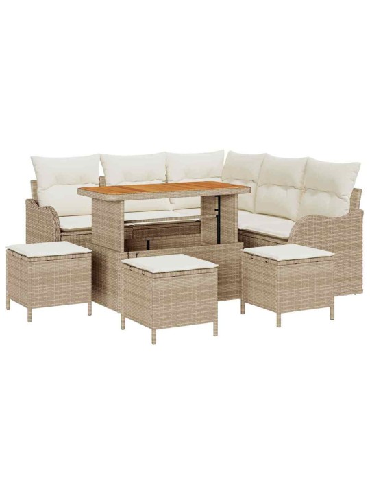 Dārza dīvānu komplekts 9 pcs bēšs un krēms 110 x 55 x 71 cm