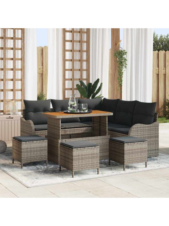 Dārza dīvānu komplekts 9 pcs pelēka 110 x 55 x 71 cm
