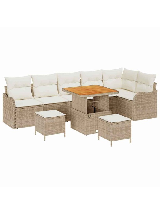 Dārza dīvānu komplekts 9 pcs bēšs un krēms 80 x 80 x 71 cm