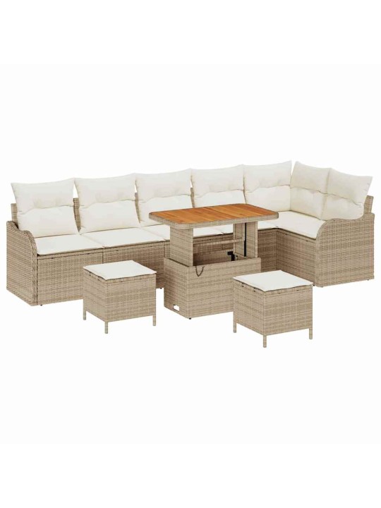 Dārza dīvānu komplekts 9 pcs bēšs un krēms 90 x 55 x 71 cm